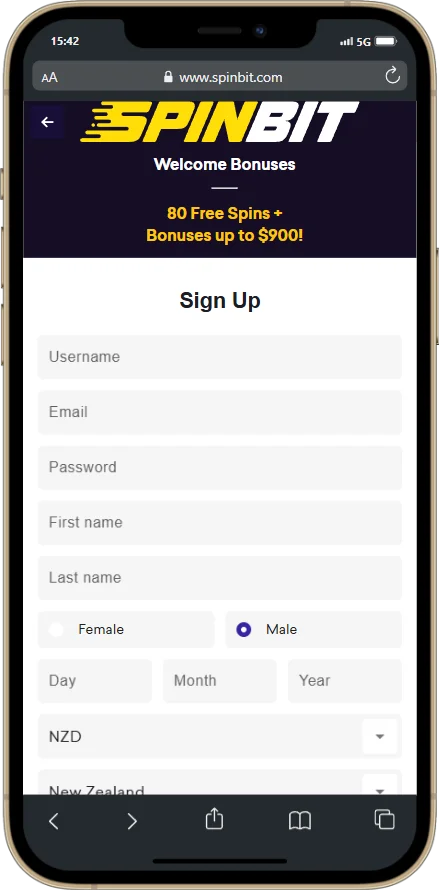 SpinBit Mobile App Sign Up Process