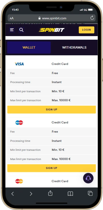 Deposit MEthods at Spin Bit App