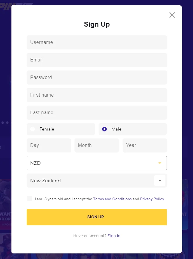 Spin Bit Casino Sign Up